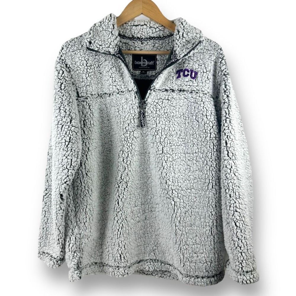 Boxercraft Texas Christian University‎ Frosty Grey Sherpa Pullover NWT size M
